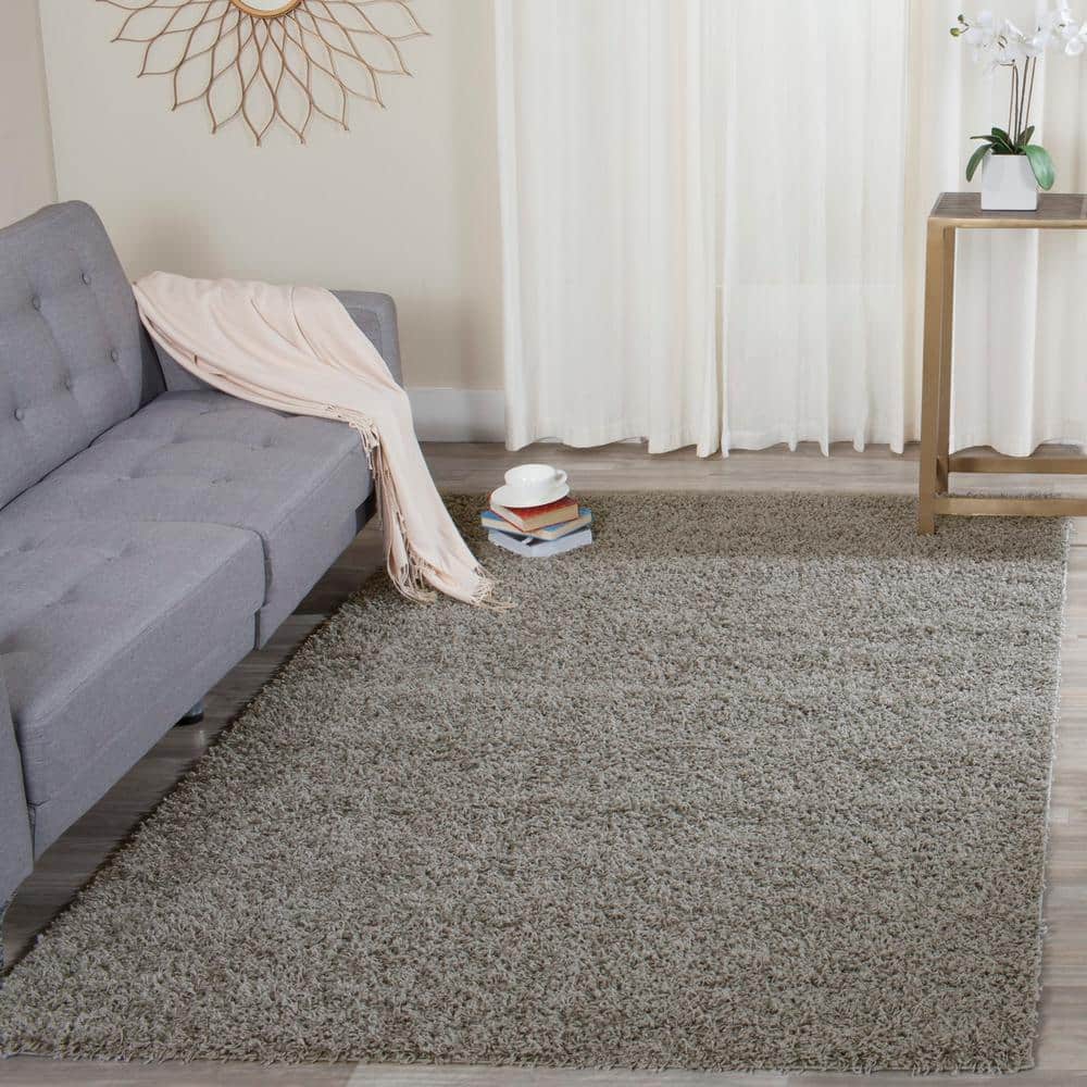 Light Grey 4' x 6' Synthetic Shag Area Rug
