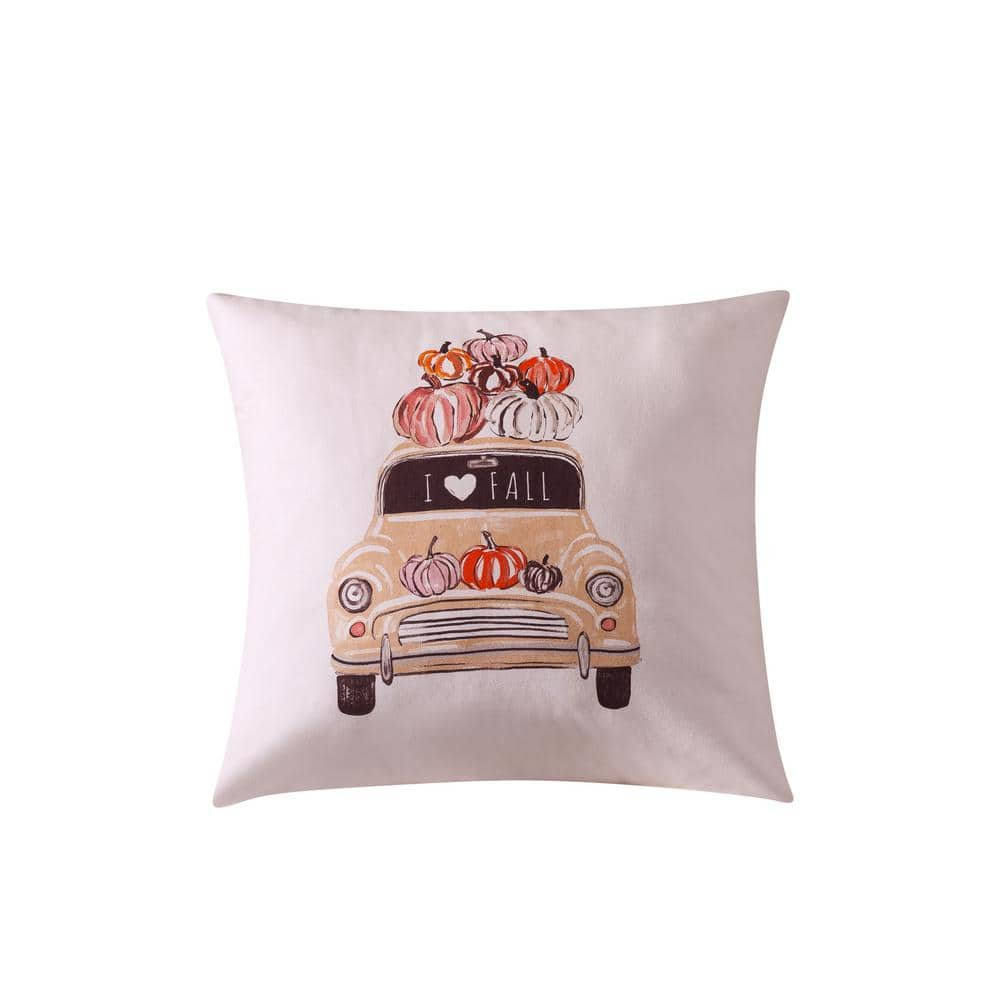 Sara B Multi Colored Fall Car Cotton Decorative Pillow And Throw Set Ec327muos The Home Depot