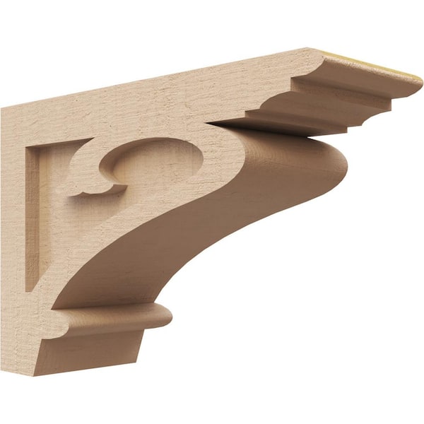 Ekena Millwork 4 in. x 8 in. x 12 in. Series 3 Classic Mayflower Rough Cedar Woodgrain Timberthane Polyurethane Corbel, Primed Tan
