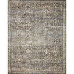 Layla Antique/Moss 1 ft. 6 in. x 1 ft. 6 in. Sample Distressed Oriental Printed Area Rug