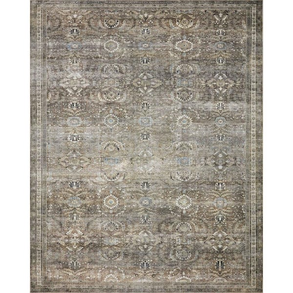 LOLOI II Layla Antique/Moss 1 ft. 6 in. x 1 ft. 6 in. Sample Distressed Oriental Printed Area Rug