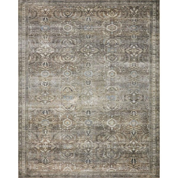 Layla Antique/Moss 2 ft. x 5 ft. Distressed Oriental Printed Area Rug