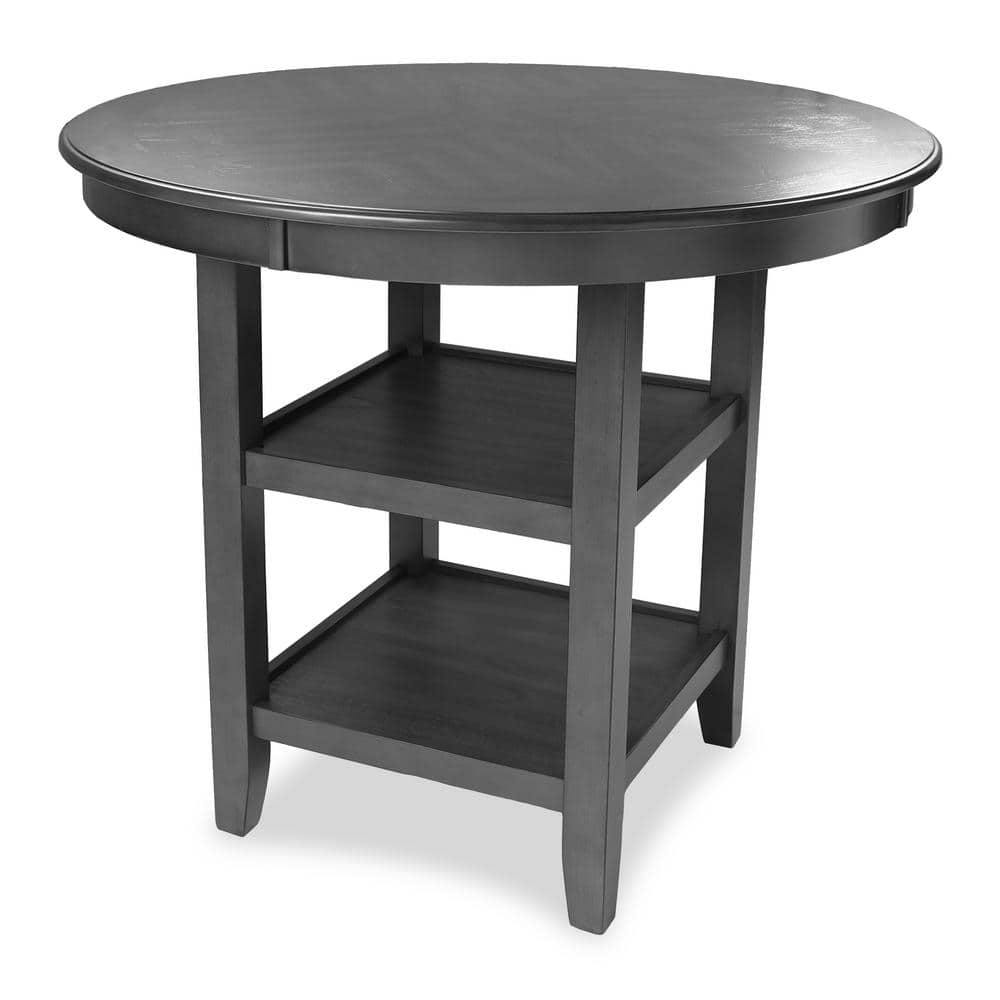 Contemporary 42" Round Gray Dining Set with 4 Padded Chairs