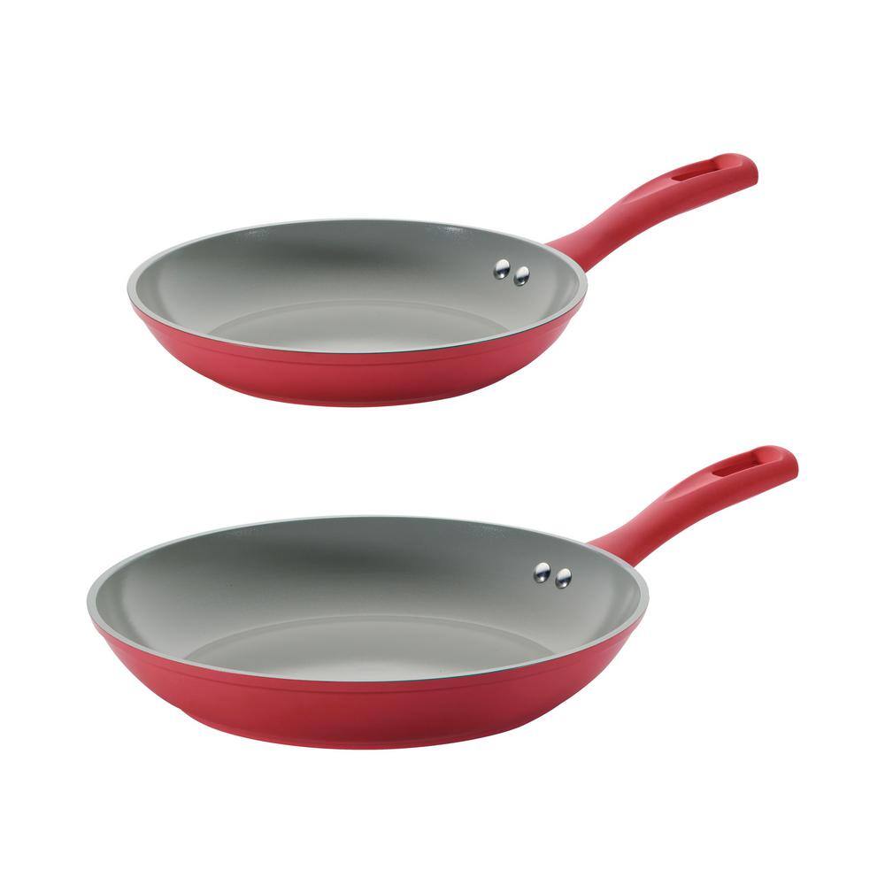 Red Aluminum Non-Stick Ceramic Coated Frying Pan Set