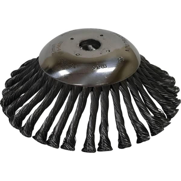 STENS Wire Weed Brush 20 Bore Size, 32 plaits with 65 x 0.5 mm wire thickness, Cup Brush, conical shape, 1.0 HP Minimum