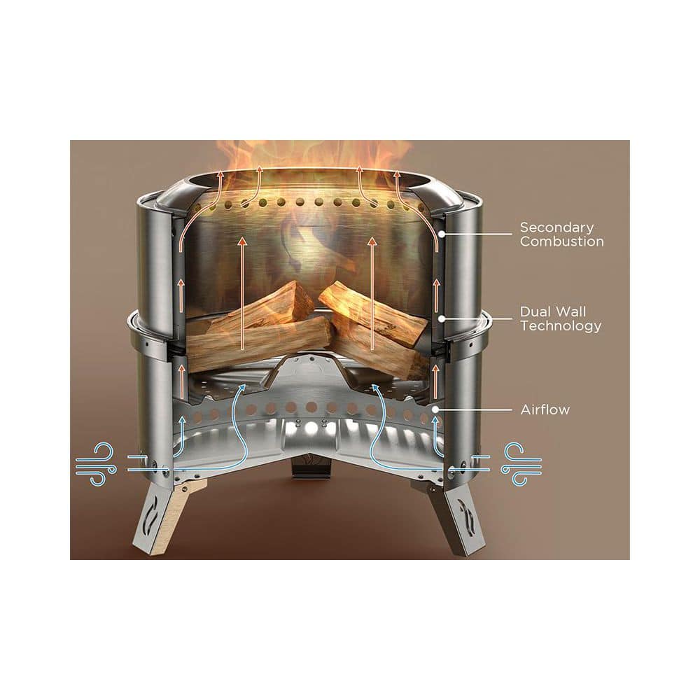 TURBRO 19 Inch Stainless Steel Smokeless Fire Pit with Stand