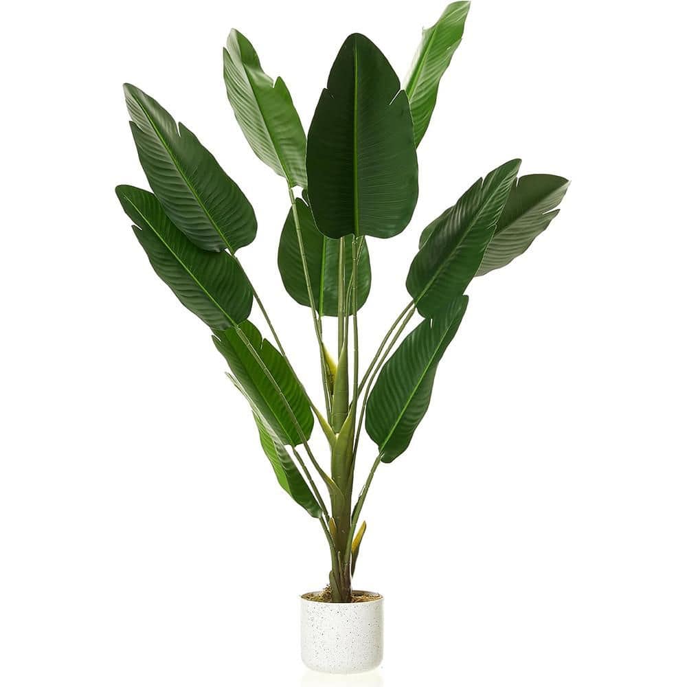 4 ft. Artificial Banana Tree, Realistic Faux Exotic Potted Plant with Mini Traveler's Banana Leaf, Indoor/Outdoor Decor price history on PriceWatchPro