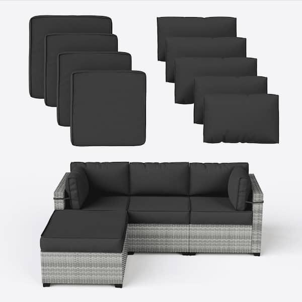 Kimunuk 9-Piece 25.6 in. Outdoor Cushion Covers Black
