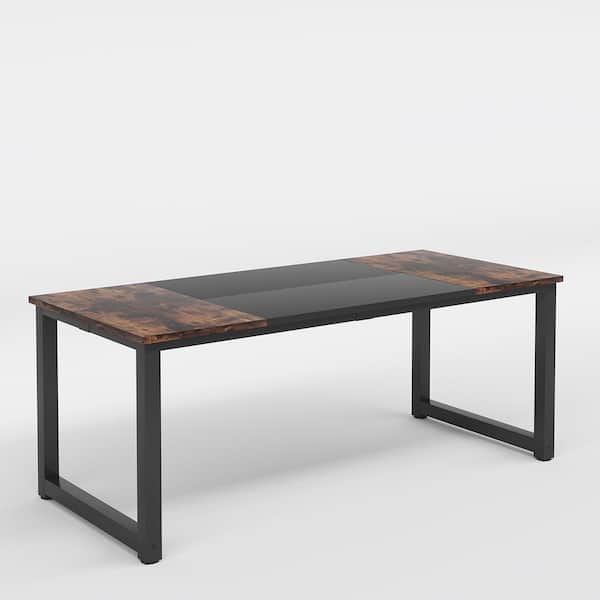 ELISE 87″ Modern Home & Office Furniture Desk Rustic Brown & Black