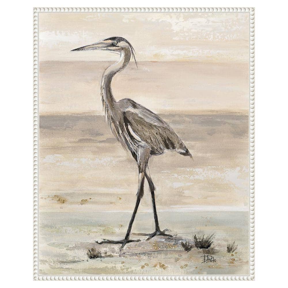 Graceful Egret Beaded Framed Canvas Wall Art