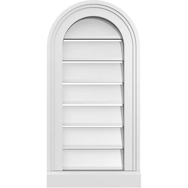 Ekena Millwork 12 in. x 24 in. Round Top White PVC Paintable Gable Louver Vent Functional