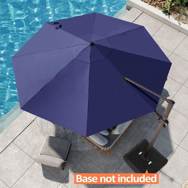 Pellebant 12 x 12 ft. Outdoor Round Aluminum Heavy-Duty 360° Rotation Cantilever Patio Umbrella in Navy Blue with No Base