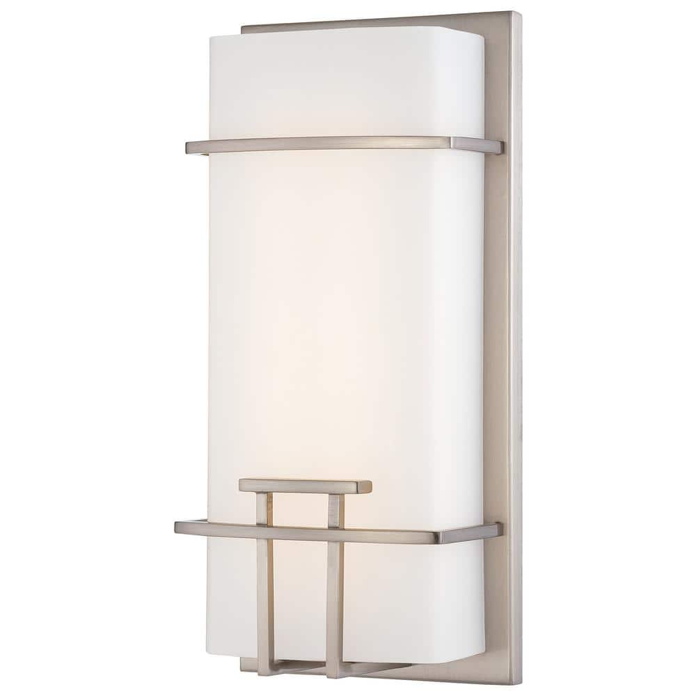 Elegant Brushed Nickel LED Sconce with Etched Opal Shade