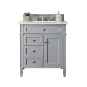 Brittany 30 in. W x 23.5 in.D x 34 in. H Single Vanity in Urban Gray with Quartz Top in Eternal Jasmine Pearl