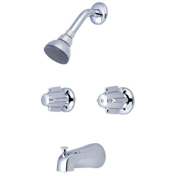 Central Brass 2-Handle 1-Spray Tub and Shower Faucet in Polished Chrome (Valve Included)