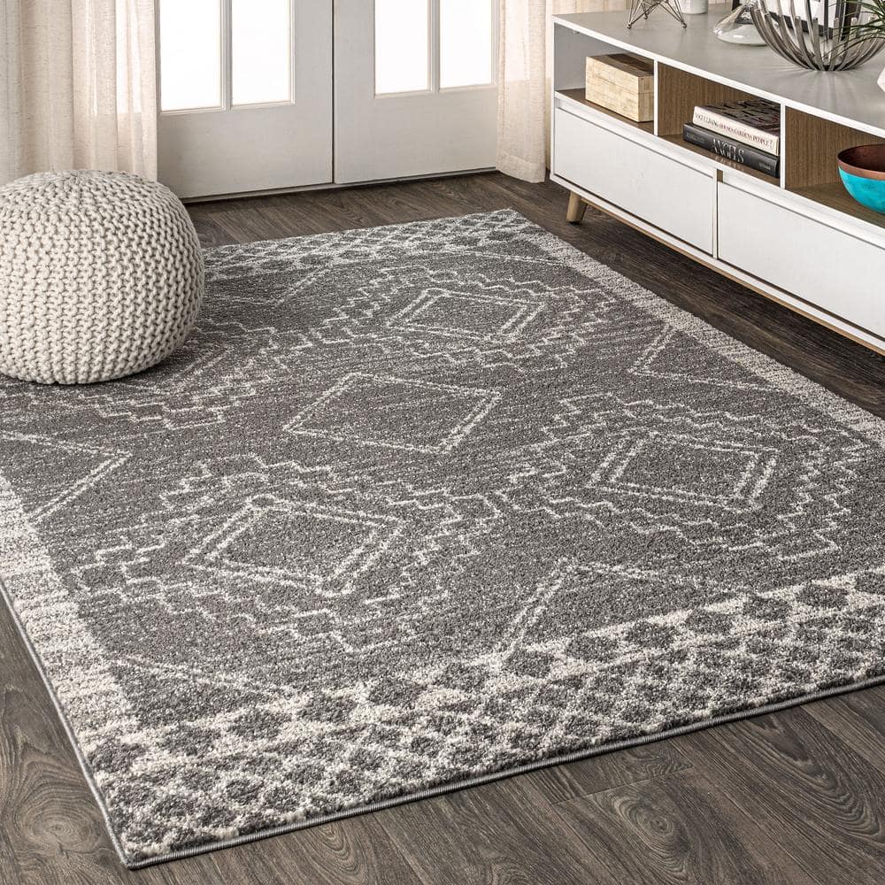 JONATHAN Y Amir Moroccan Beni Souk Gray/Cream 12 ft. x 18 ft. Area Rug ...