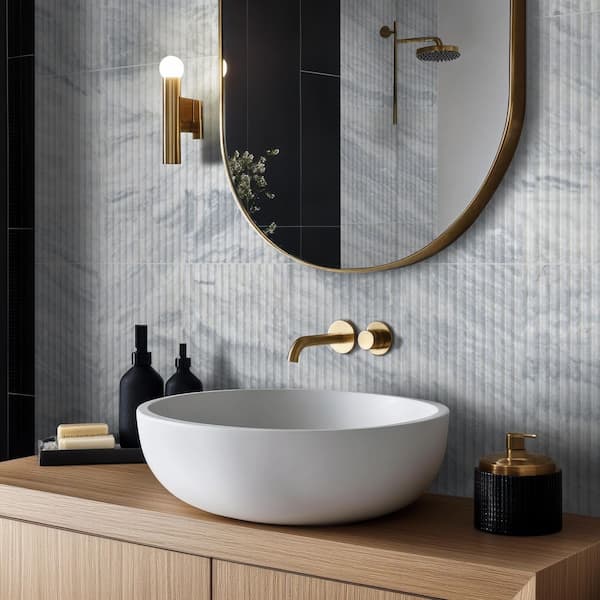 MSI Capri Blue Valentino Fluto 12 in. x 24 in. Honed Marble Fluted