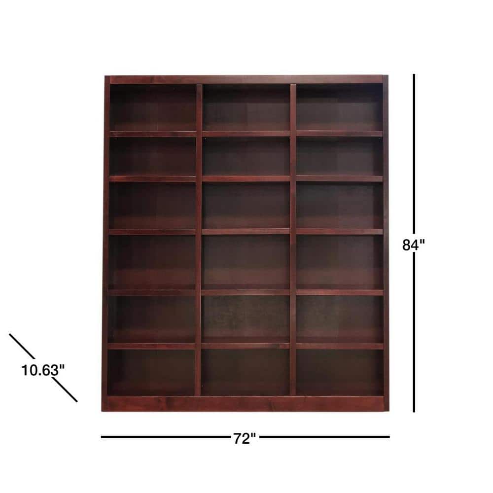 Cherry 84" Tall Triple Wide Wood Bookcase with Adjustable Shelves