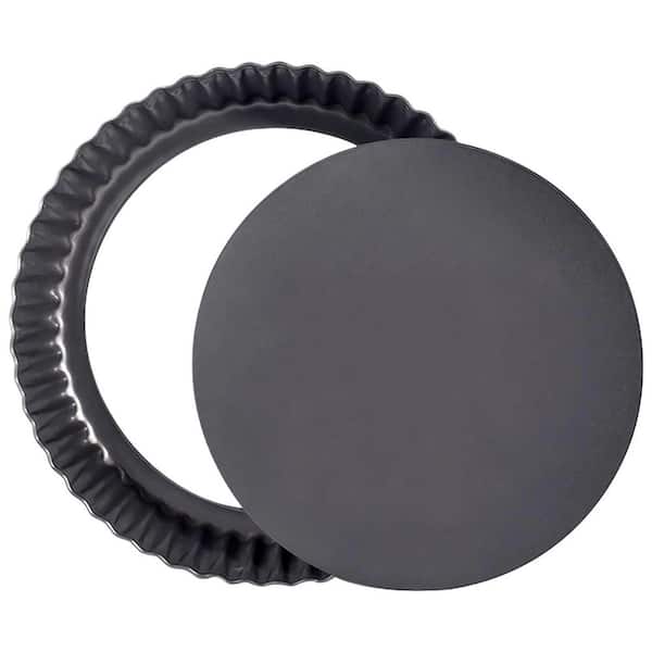 Fluted 9 Inch Round Carbon Steel Tart Pan Nonstick Removable Bottom Pie Baking Mold for Cake Pizza Quiche