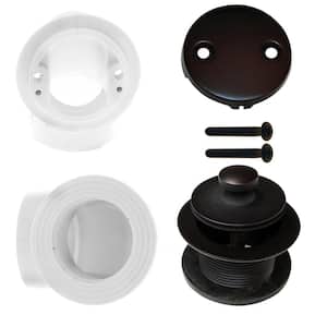 Sch. 40 PVC 1-1/2 in. Course Thread Plumber's Pack Twist Close Bathtub Drain with Two-Hole Elbow, Oil Rubbed Bronze