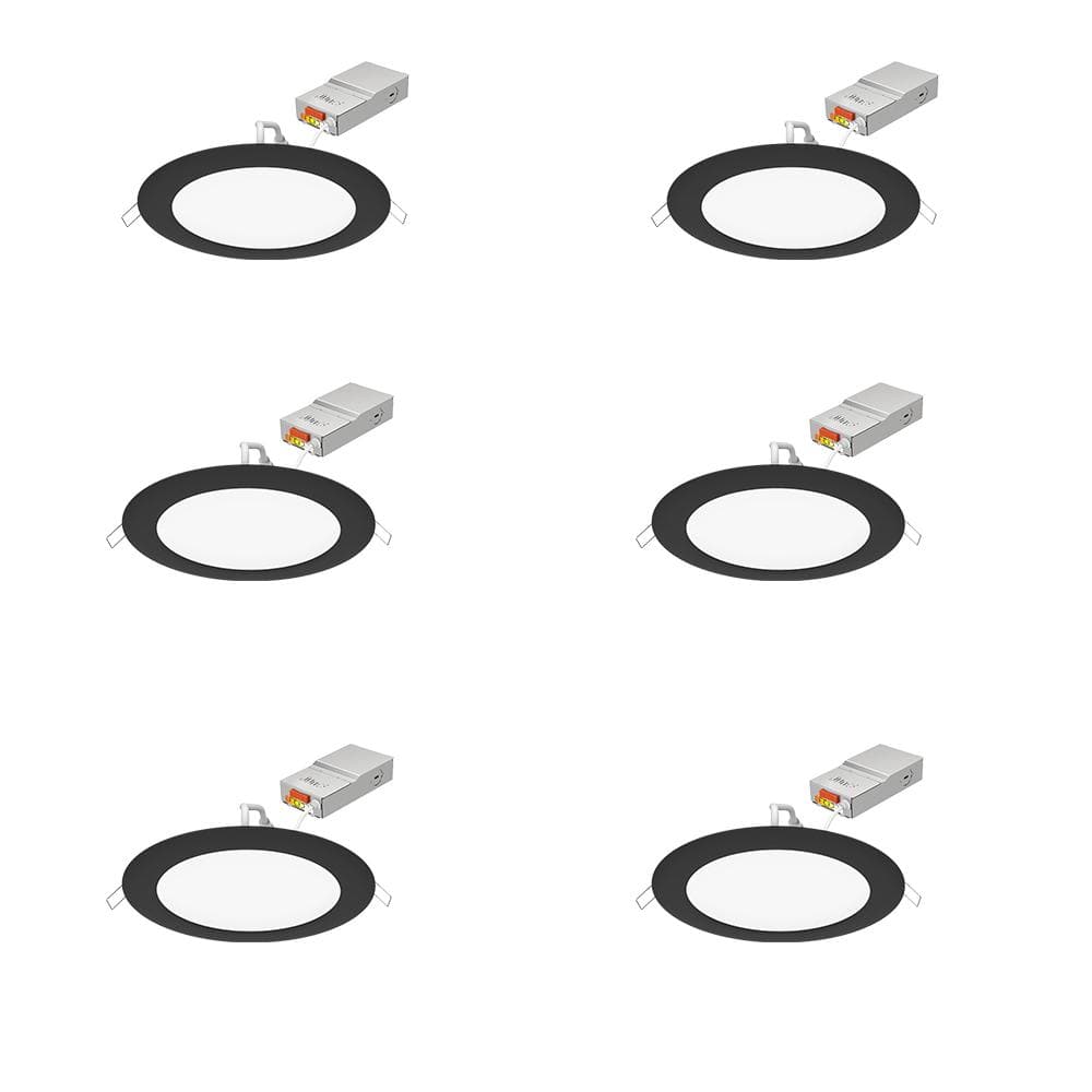 Contractor Select WF6 SWW5 6 in. Selectable CCT Ultra Slim Canless Integrated LED Black Recessed Light (6-Pack) price history on PriceWatchPro