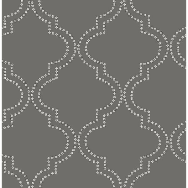 Brewster Tetra Charcoal Quatrefoil Paper Strippable Roll (Covers 56.4 sq. ft.)