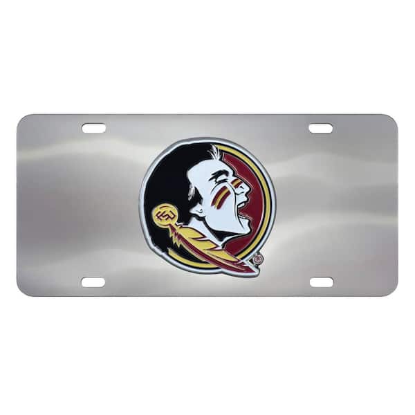 FANMATS 6 in. x 12 in. NCAA Florida State University Stainless Steel Die Cast License Plate