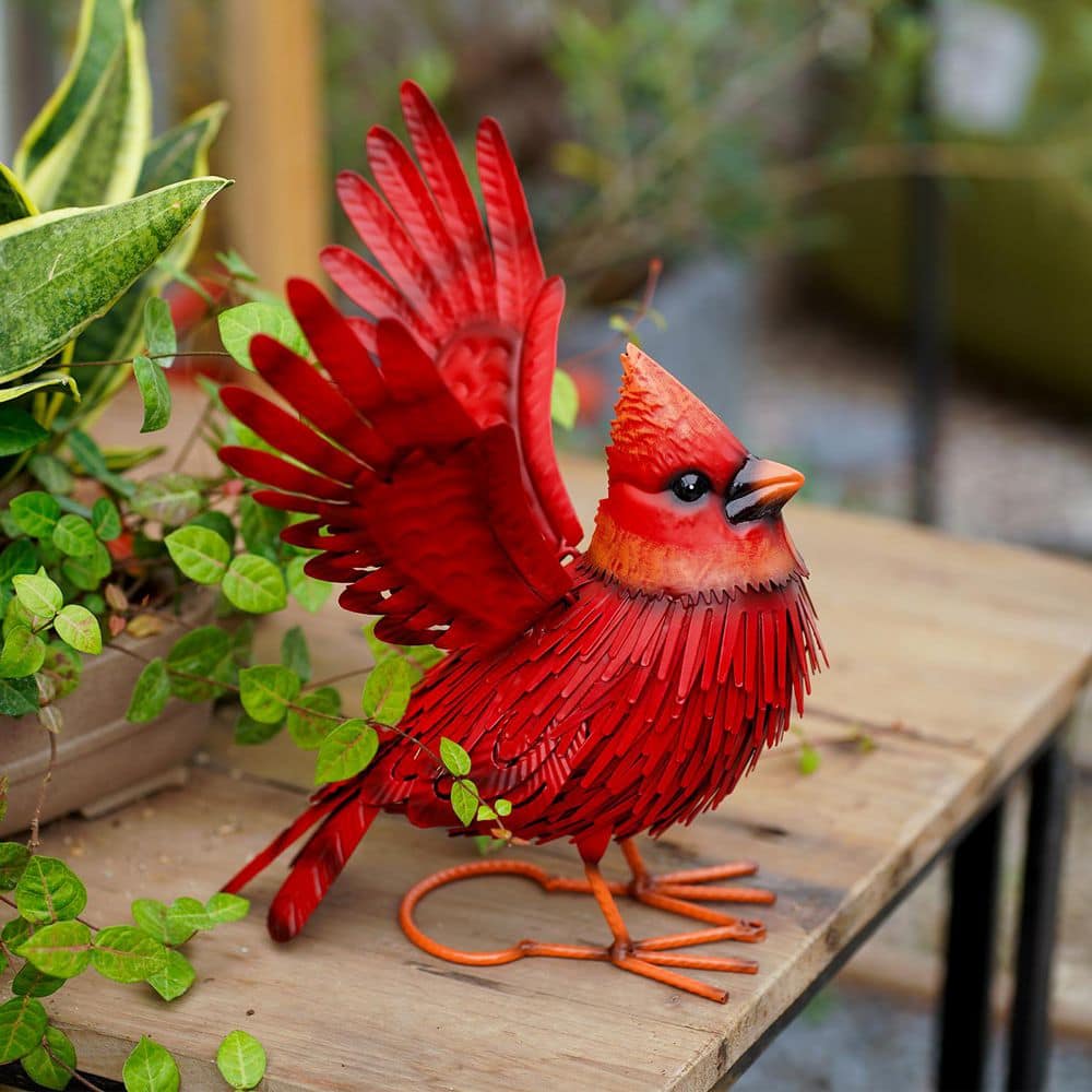 Metal Bird Yard Art- Large Red Bird Outdoor Fall Decoration- Unique Realistic Design Gift idea price history on PriceWatchPro