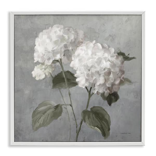 Stupell Industries White Hydrangeas Pair by Danhui Nai White Framed Nature Giclee Art Print 17 in. x 17 in.