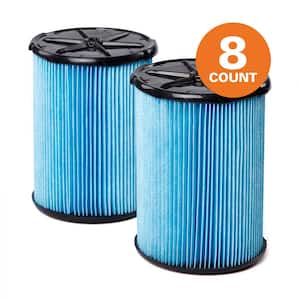 Fine Dust Pleated Paper Wet/Dry Vac Replacement Cartridge Filter for Most 5 Gal and Larger RIDGID Shop Vacuums (8-Pack)