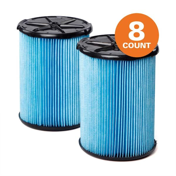 RIDGID Fine Dust Pleated Paper Wet/Dry Vac Replacement Cartridge Filter for Most 5 Gal and Larger RIDGID Shop Vacuums (8-Pack)