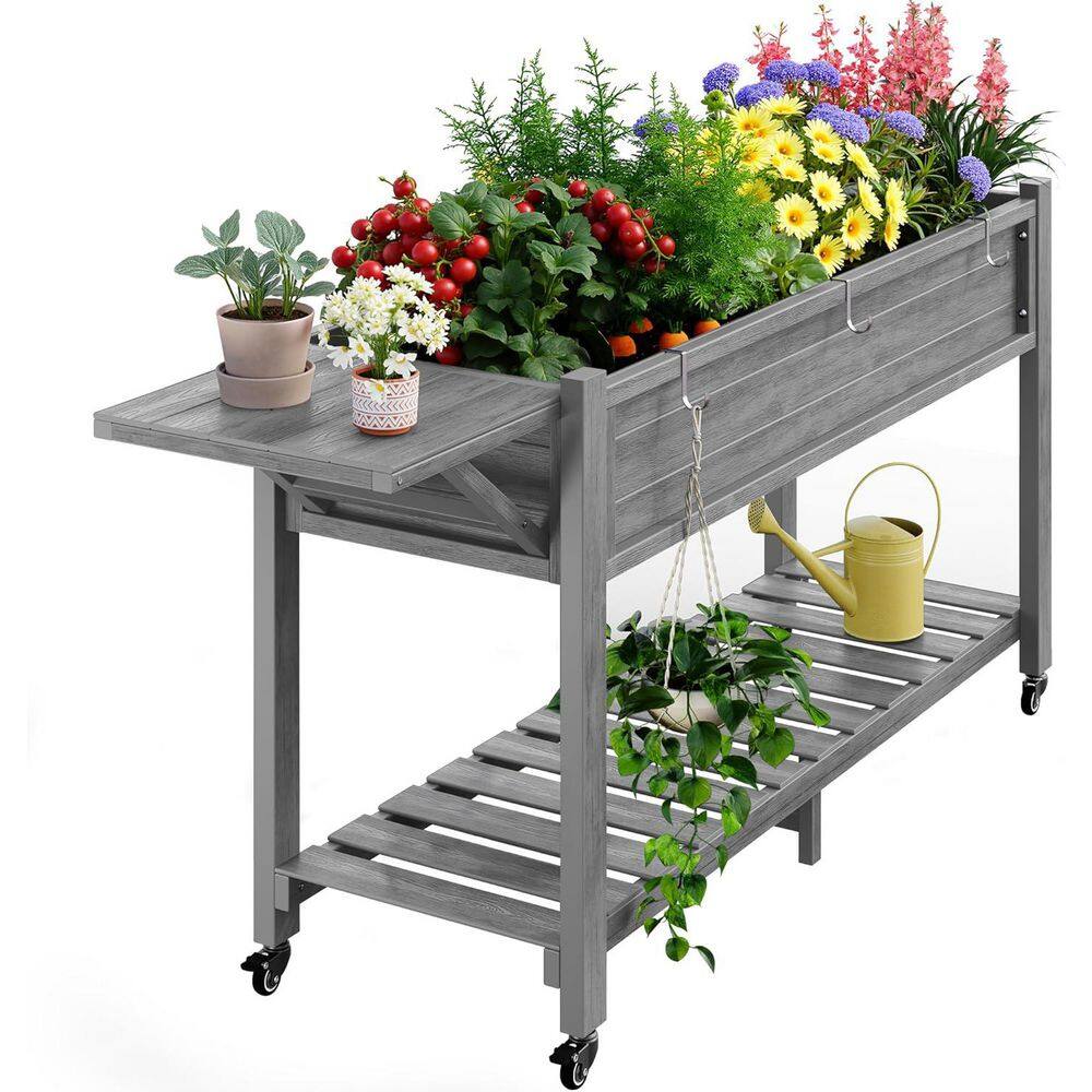 Mximu 57 in. x 18 in. x 30 in. Gray HIPS Raised Garden Bed with