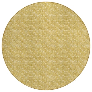 Chantille ACN514 Gold 8 ft. x 8 ft. Round Machine Washable Indoor/Outdoor Geometric Area Rug