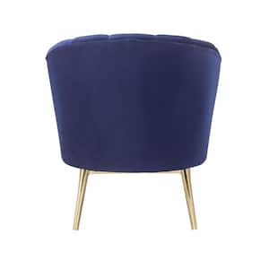 Amelia 34 in. Blue Velvet Barrel Chair with Tufted Cushions