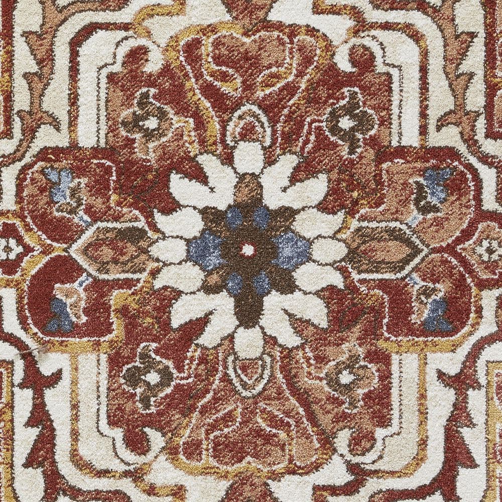 Oriental-Inspired Orange Watercolor 6' x 9' Synthetic Area Rug
