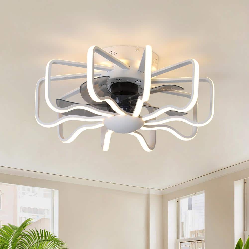 22.83 in. Indoor White Modern Silicone Lampshade Integrated LED Ceiling Fan