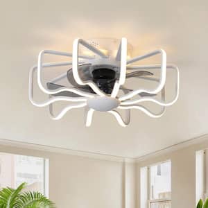 22.83 in. Indoor White Modern Silicone Lampshade Integrated LED Ceiling Fan with Light and 5 ABS Blades