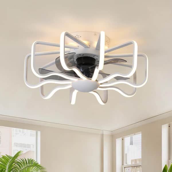 GoYeel 22.83 in. Indoor White Modern Silicone Lampshade Integrated LED Ceiling Fan with Light and 5 ABS Blades