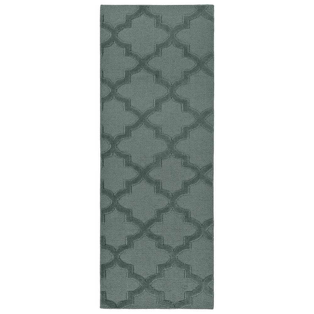 Loop Rag Rug Sea Garland Rug Sea Foam Quatro 3 ft. x 8 ft. Cut-loop Trellis Area Rug ...