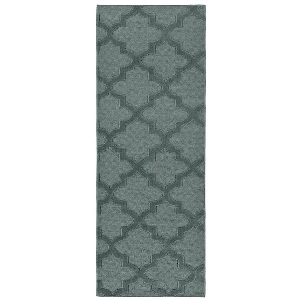Garland Rug Sea Foam Quatro 3 ft. x 8 ft. Cut-loop Trellis Area Rug