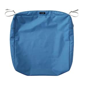 Ravenna 23 in. W x 23 in. D x 5 in. H Square Patio Seat Cushion Slip Cover in Empire Blue