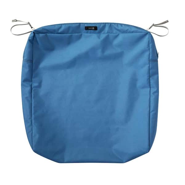 Classic Accessories Ravenna 23 in. W x 23 in. D x 5 in. H Square Patio Seat Cushion Slip Cover in Empire Blue