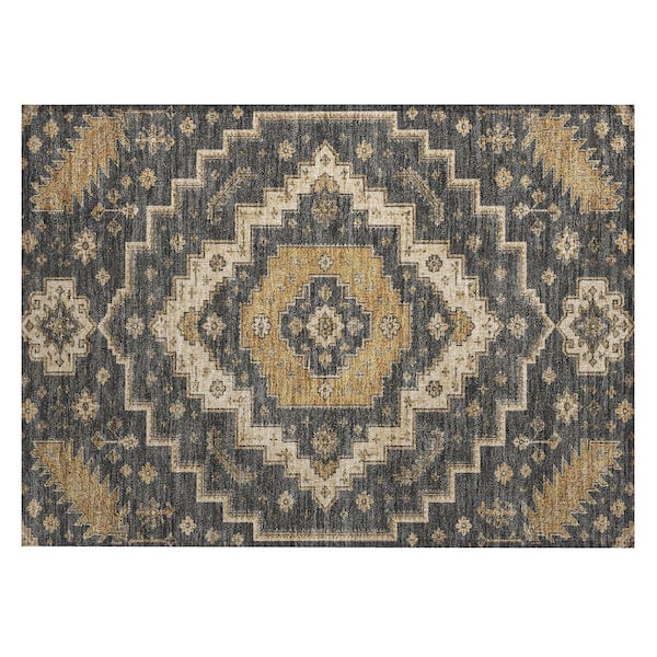 Chantille Machine Washable Indoor/Outdoor Abstract ACN3141 Charcoal 3 ft. x 4 ft. Area Rug