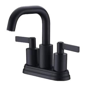 Kree 4 in. Centerset 2-Handle Bathroom Faucet with Drain Assembly, Swivel Spout, Rust Resist in Matte Black