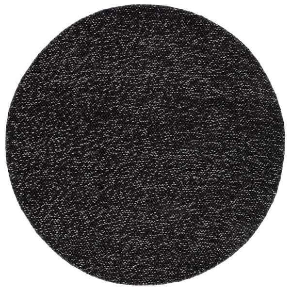 Natura 6 ft. x 6 ft. Black/Gray Textured Solid Round Area Rug