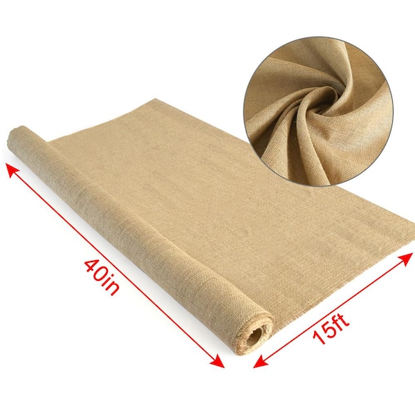 Wellco 40 in. x 15 ft. Gardening Burlap Roll - Natural Burlap Fabric for Weed Barrier (2-Pack)