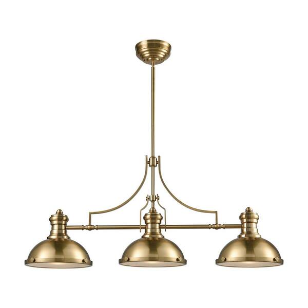 Titan Lighting Chadwick 3-Light Satin Brass Billiard Light