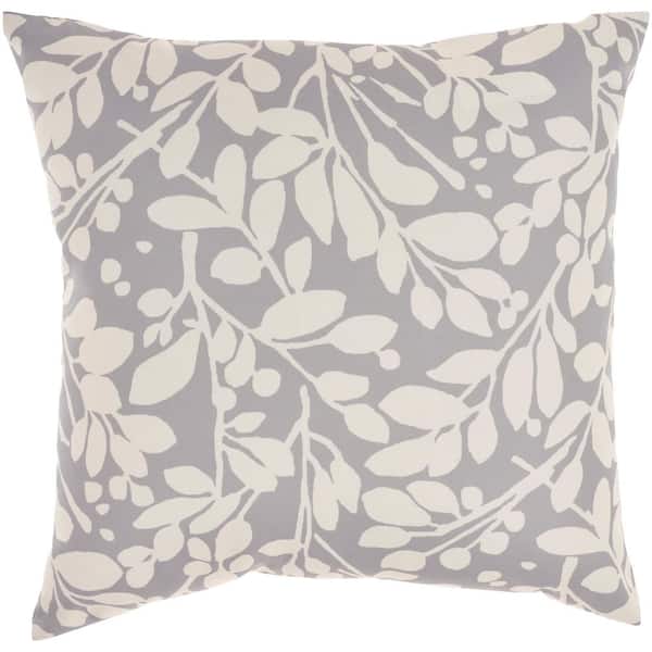 Waverly Grey Geometric Trellis 20 in. x 20 in. Tropical Floral Indoor/Outdoor Throw Pillow