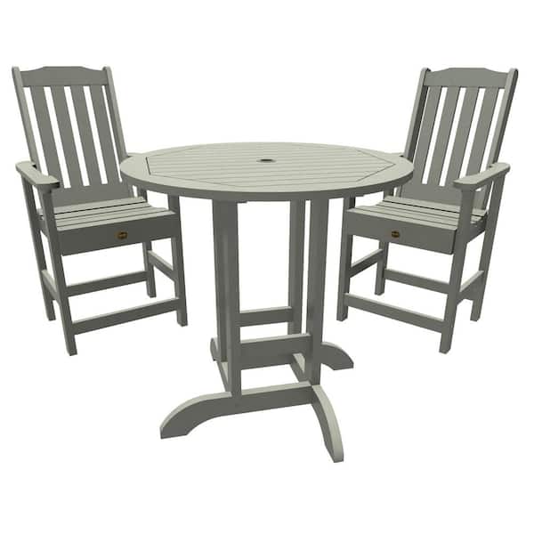 Unbranded Springville 3-Pieces Round Recycled Plastic Outdoor Counter Dining Set