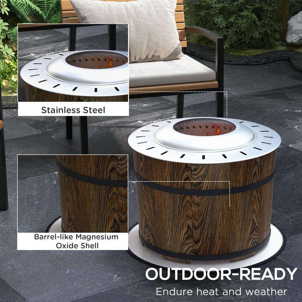 20" Brown Composite Round Smokeless Fire Pit with Fireproof Mat